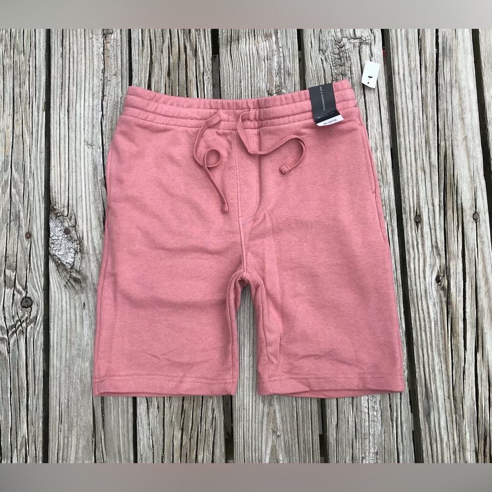 NEW Mens S NO BOUNDARIES Coral Light Red Pull On Athletic Casual Sweat Shorts